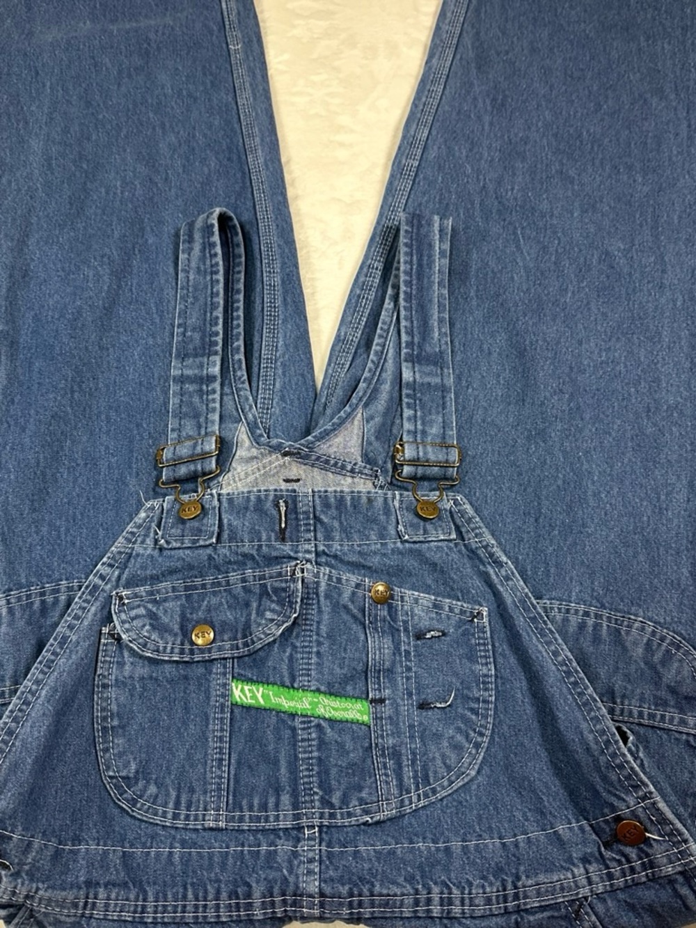 KEY Imperial Denim Bib Overalls Men’s 38x29 Blue Carpenter Workwear